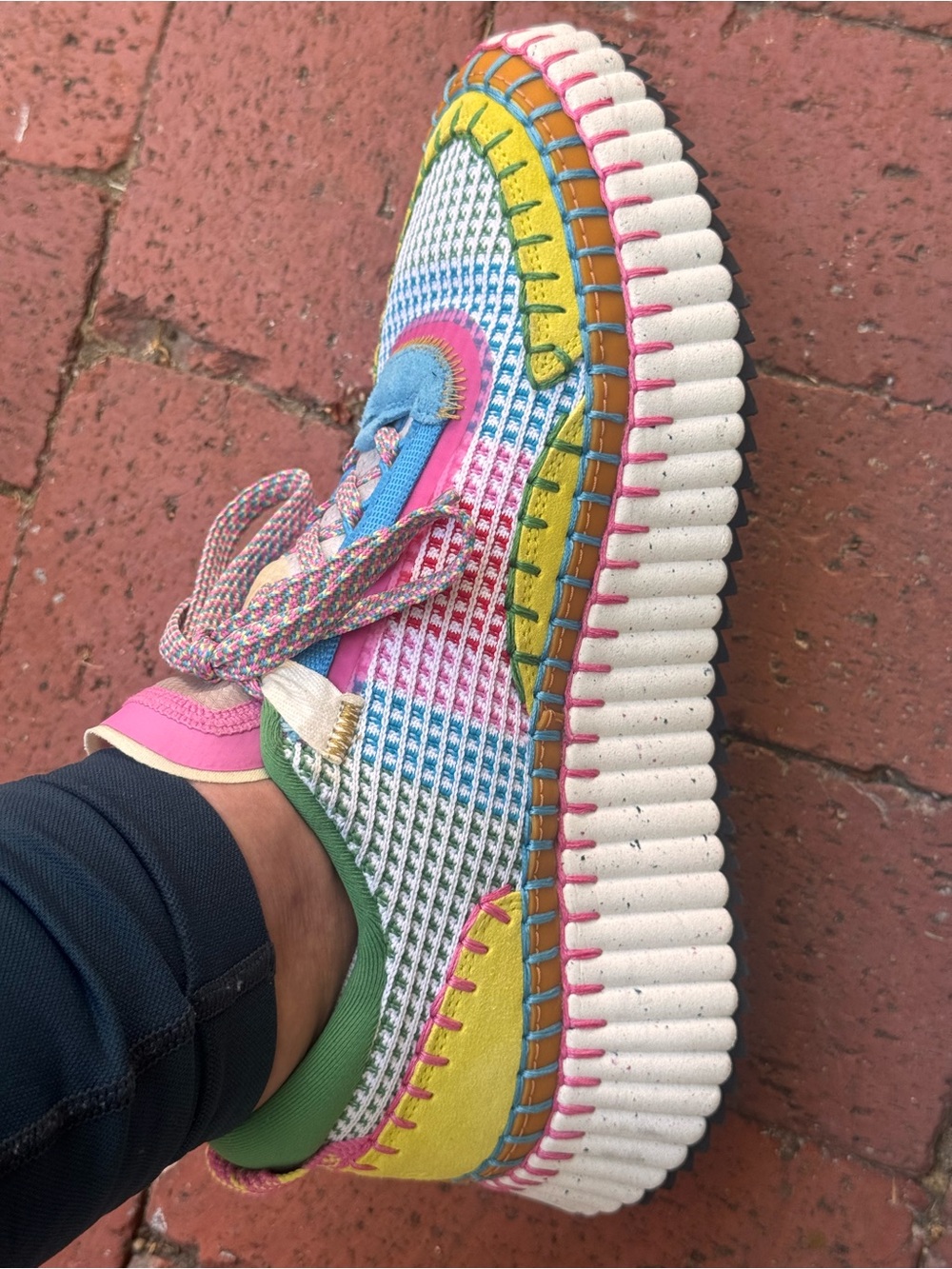 Chloe Size 39 US 9 - Multicolor Sneakers - Green, Yellow, Pink & Blue - worn 1X - Picture 5 of 7